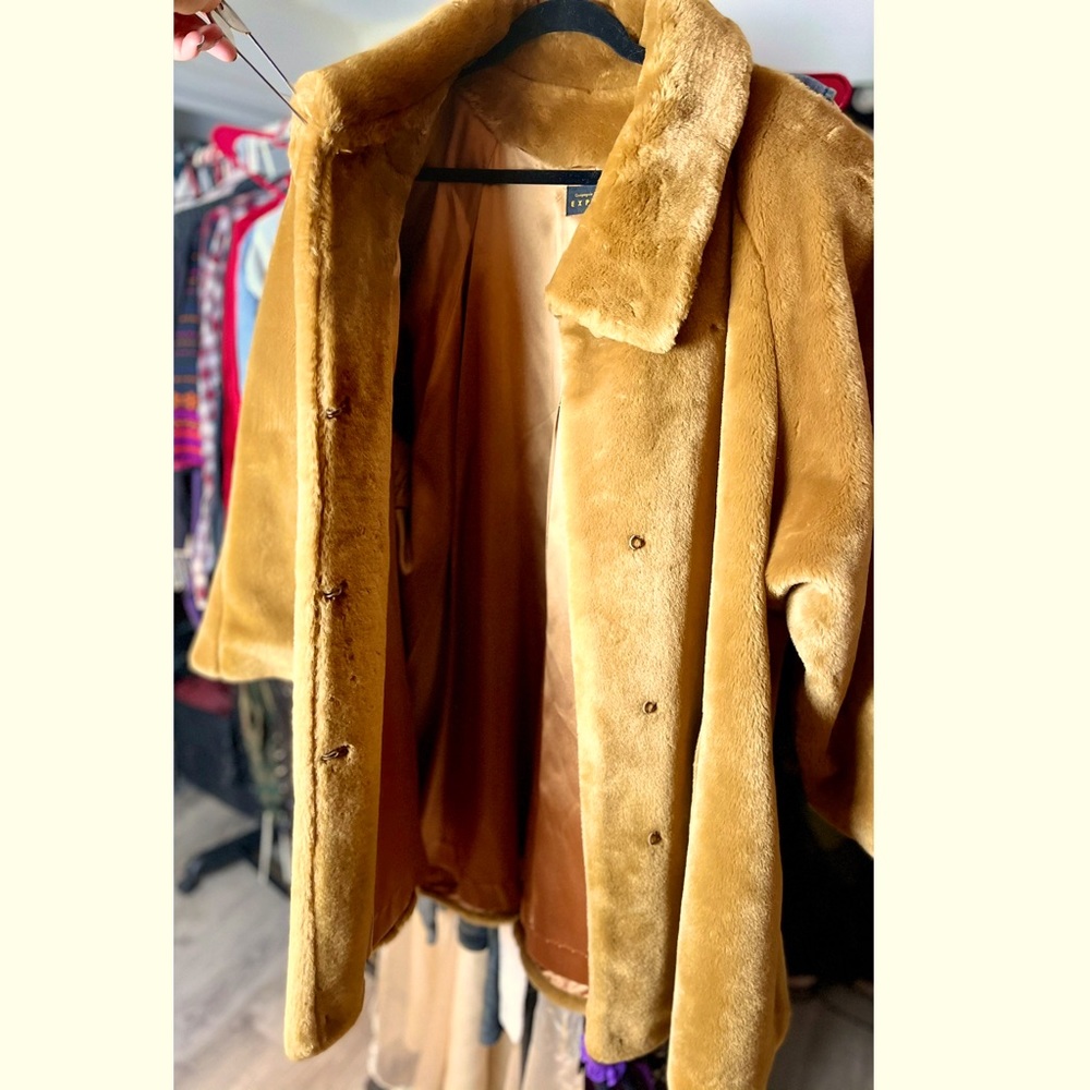 HANDMADE VINTAGE FAUX FUR COAT W/SILK-SATIN LINING